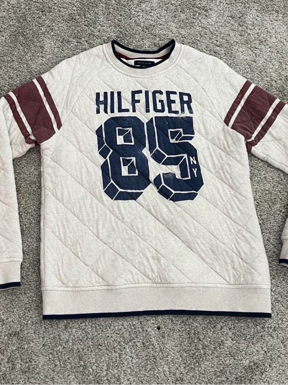 Tommy Hilfiger Cream Quilted '85' Crewneck Kid’s Sweatshirt